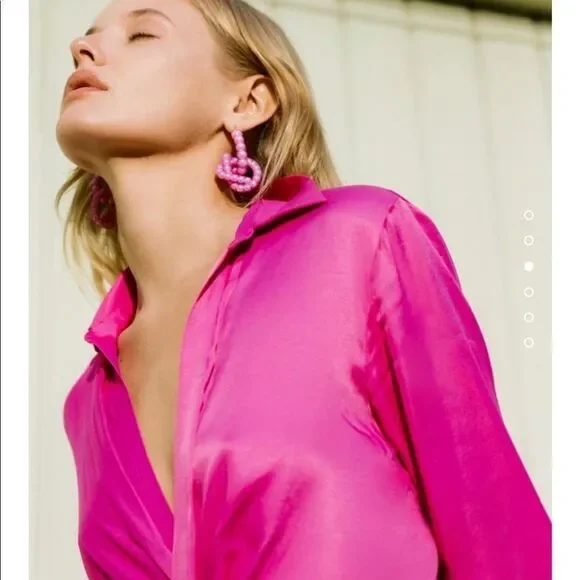 Zara pink satin dress - Picture 3 of 6